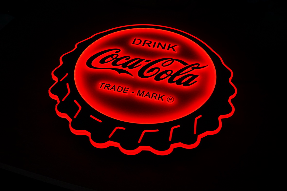 Finished illuminated Coca-Cola sign